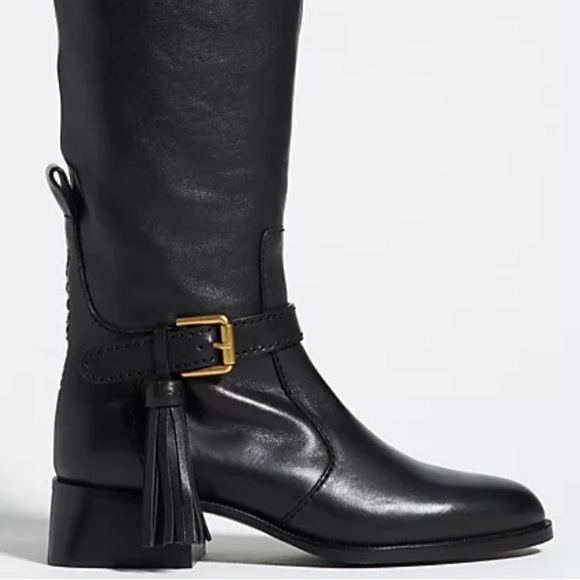 New See By Chloe x Anthropologie Lory Over-Knee Tassel Buckle Leather Equestrian - Picture 8 of 14